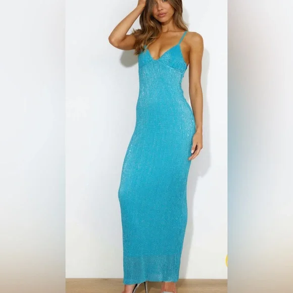 Hello Molly Blue Sequined Gown. NWT. - Picture 1 of 3